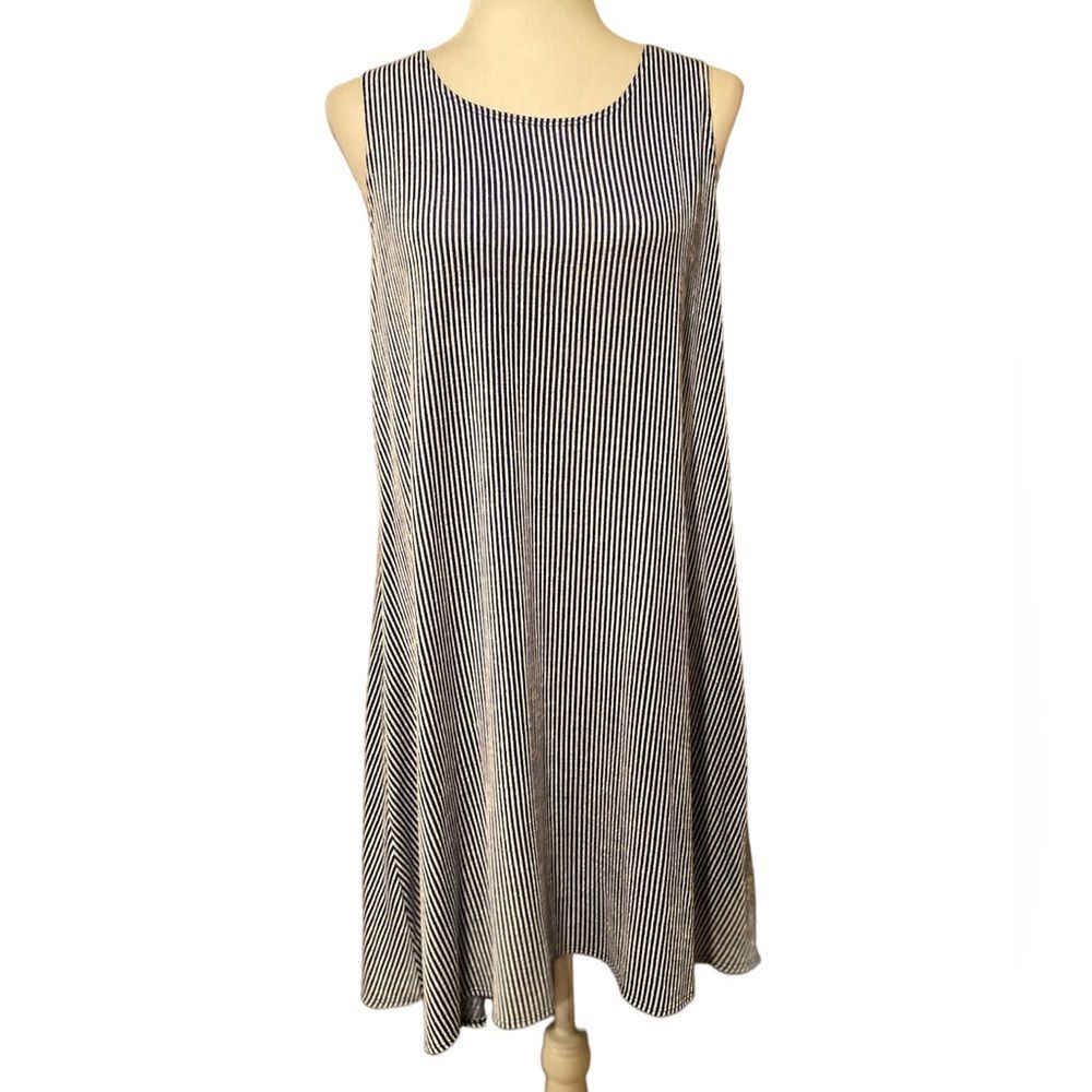 Jamie & Layla Stripe A Line Crew Neck Knee Length Dress